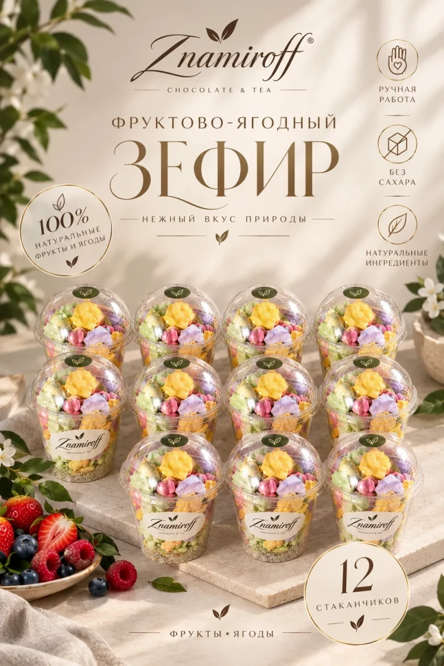  Зефир в стаканчиках без сахара(коробка 12шт по 100гр) в Стерлитамаке